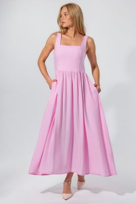 Kombinierbares Midi-Kleid mit quadratischem Kragen