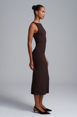 Ärmelloses Midi Bodycon Kleid mit Schlitz
