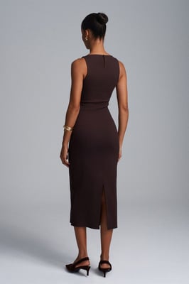 Ärmelloses Midi Bodycon Kleid mit Schlitz