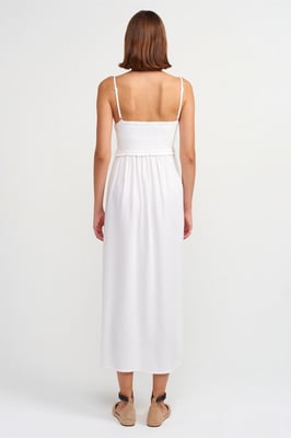 Ärmelloses A-Linien-Midikleid mit quadratischem Ausschnitt