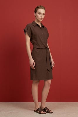Baumwoll-Popeline Mini-Hemdkleid