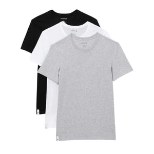 Lacoste - "Essentials" T-Shirt für Herren, Rundhalsausschnitt, Regulär (3er-Pack) (Weiß/Silber/Schwarz)