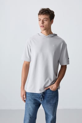 Oversized Kapuzenkurzarm-T-Shirt