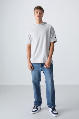 Oversized Kapuzenkurzarm-T-Shirt