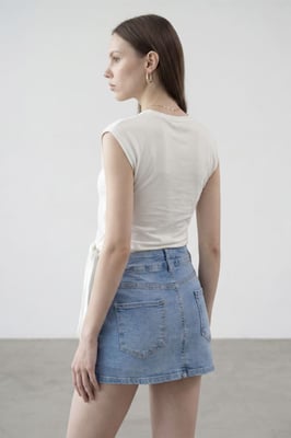 Ärmelloses Damen-Cotton Crew Neck T-Shirt mit Bindedetail