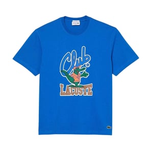 Lacoste - "Club" T-Shirt für Herren/Damen Unisex, Dicke Baumwolle (Blau)