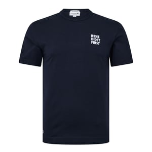 Lacoste - "Rene Did It First" T-Shirt für Herren, Baumwolle, Regulär (Dunkles Marineblau)