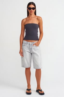 Damen Mittlere Taille Weite Jeansshorts