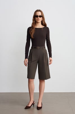 Hochtaillierte Gürtelgewebte Maßgeschneiderte Shorts