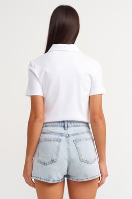 Hochgeschnittene Baumwoll-Denim Mom-Shorts