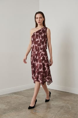 Asymmetrisches Satin-Blusen- und Midiröcke-Set
