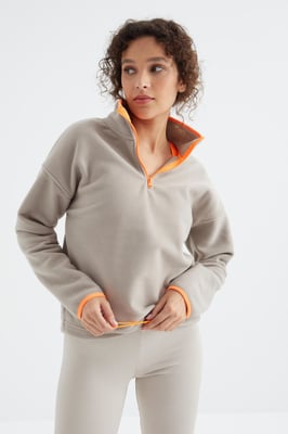 Übergroßer Plüsch-Half-Zip-Sweatshirt