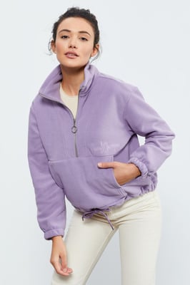 Übergroßer Halbzip-Plüschpullover