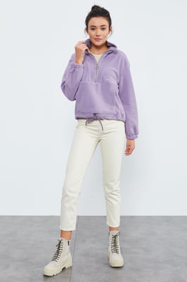 Übergroßer Halbzip-Plüschpullover