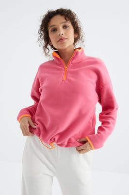 Übergroßer Plüsch-Half-Zip-Sweatshirt