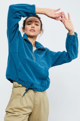 Oversized Half-Zip Plüsch Sweatshirt