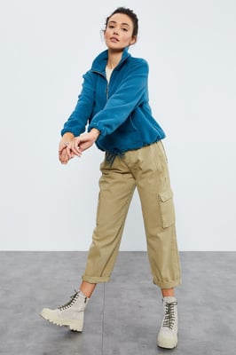 Oversized Half-Zip Plüsch Sweatshirt
