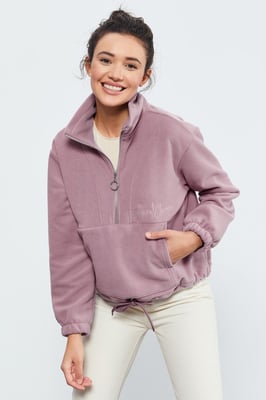 Übergroßer Halbzip-Plüsch-Sweatshirt