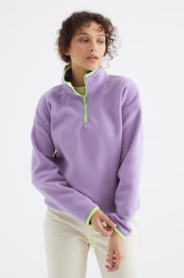 Übergroßer Plüsch-Half-Zip-Pullover
