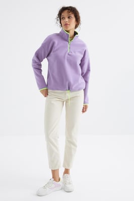 Übergroßer Plüsch-Half-Zip-Pullover