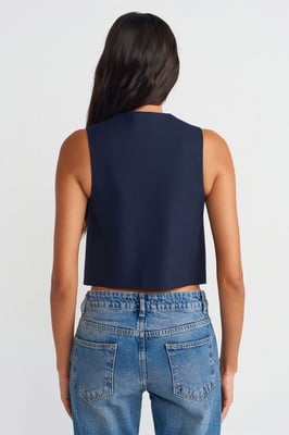 Damen Cropped Woven Weste