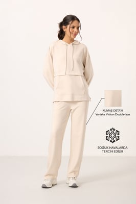 Übergrößen Kapuzenpullover und Hose mit weitem Bein Set