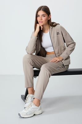 Damen Kapuzen Sweatshirt mit Reißverschluss und Hose Set
