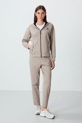 Damen Kapuzen Sweatshirt mit Reißverschluss und Hose Set