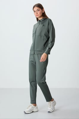 Damen Kapuzen-Zip-Pullover- und Hosen-Set