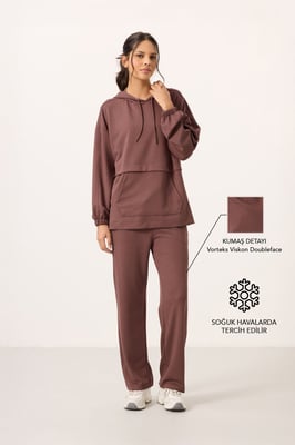 Oversized Kapuzenpullover und weit geschnittene Hose Set