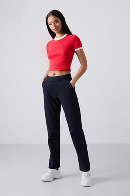 Damen Fleece-Sweatpants mit geradem Bein
