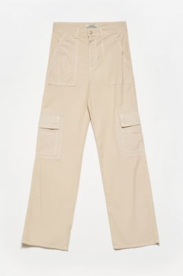 Hochtaillierte Baumwoll-Popeline Gerade-Pants