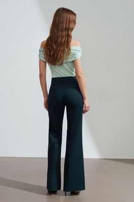 Damen High-Waist Flare Gabardine Hose