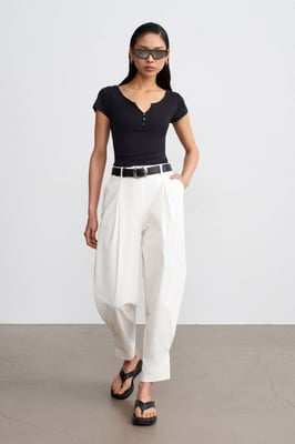 Damen High-Waist Weite Poplin-Hosen