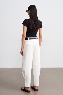 Damen High-Waist Weite Poplin-Hosen