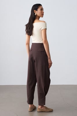 Hochtaillierte weite Popelin-Hosen für Damen