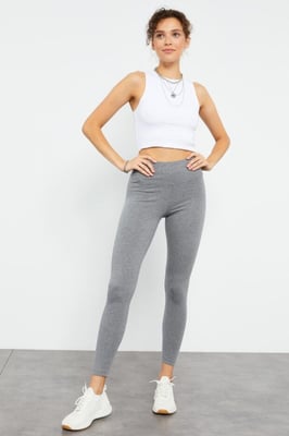 Hochtaillierte Baumwoll-Lycra Jersey Leggings