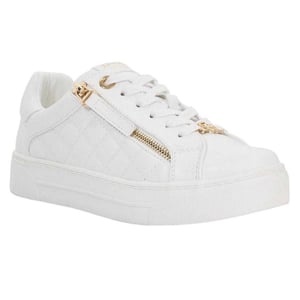Dune London - "Eisel" Gesteppt Sneaker für Damen, Gesteppt, Seitlicher Reißverschluss, flach geformter Absatz (Weiß)