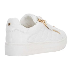 Dune London - "Eisel" Gesteppt Sneaker für Damen, Gesteppt, Seitlicher Reißverschluss, flach geformter Absatz (Weiß)