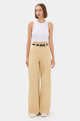 Faltige Weite-Hosen mit Hohem Bund