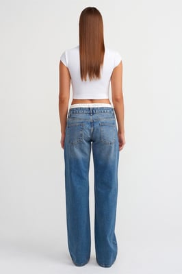 Damen Mid-Waist Straight-Leg Jeans