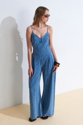 Weitgeschnittene Denim-Jumpsuit