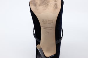 Malone Souliers 100mm Maureen Pantoletten aus marineblauem Leder