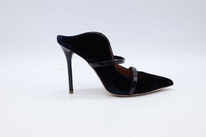 Malone Souliers 100mm Maureen Pantoletten aus marineblauem Leder