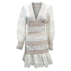 Zimmermann – Minikleid mit Häkelbesatz aus weißem Leinen