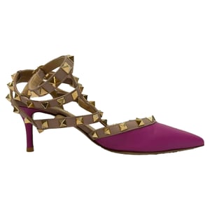Valentino Rockstud Sandalen aus pinkfarbenem und beigem Leder