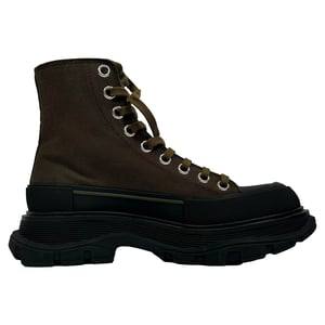 Alexander McQueen Tread Slick High-Top Sneakers aus khakifarbenem Canvas