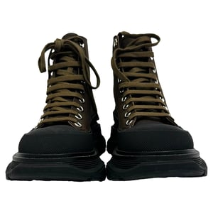 Alexander McQueen Tread Slick High-Top Sneakers aus khakifarbenem Canvas