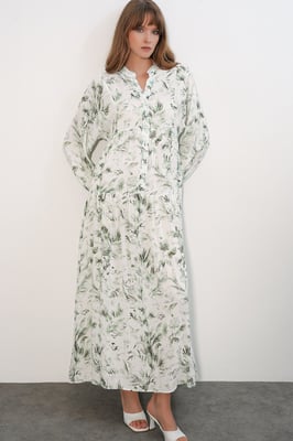 Gemustertes V-Ausschnitt Maxikleid