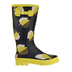 Regatta - "Orla Kiely" Blätterdruck Gummistiefel für Damen (Schwarzer Schatten Ulmengelb bedruckt)
